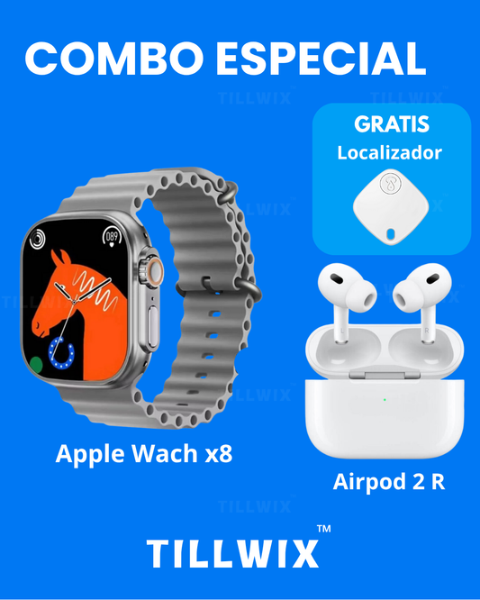 COMBO 3 EN 1 | RELOJ SMARTWATCH X8 GRIS + AURICULARES INALAMBRIGO  + GRATIS --- LOCALIZADOR DE ARTICULO