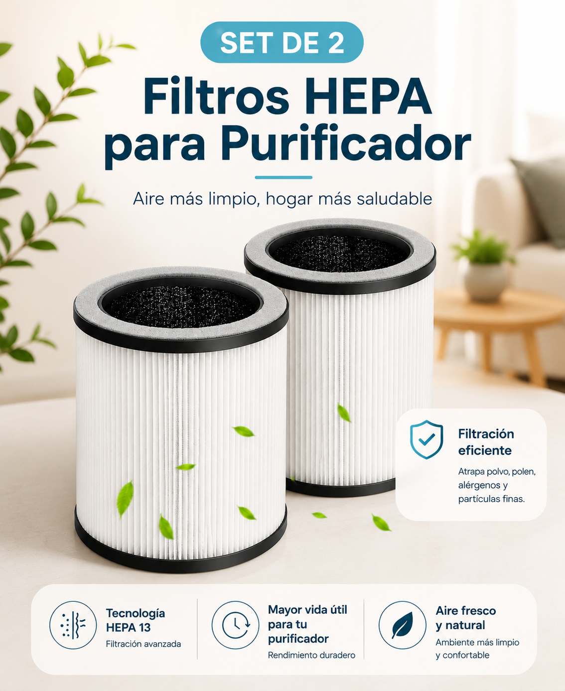 Set 2 Filtro HEPA 13 de Repuesto | Originales